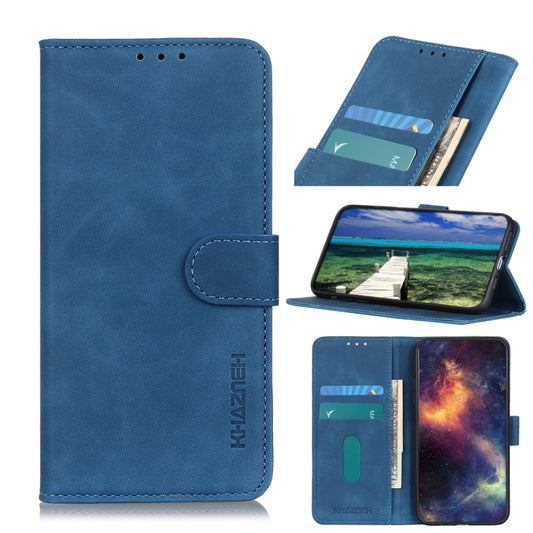 Für Google Pixel 6a KHAZNEH Retro Textur Flip Leder Handyhülle (Blau)