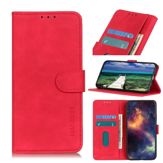 Für Google Pixel 6a KHAZNEH Retro Textur Flip Leder Handyhülle (Rot)
