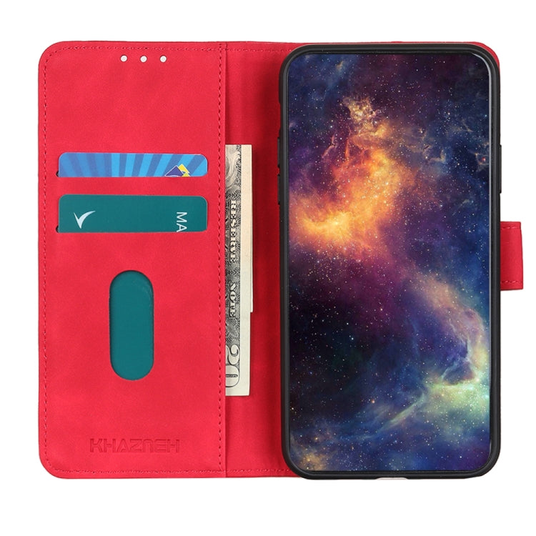 Für Google Pixel 6a KHAZNEH Retro Textur Flip Leder Handyhülle (Rot)