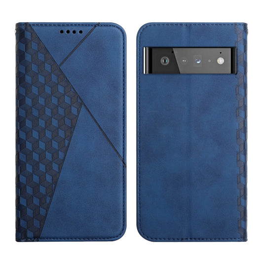 Für Google Pixel 6 Pro Skin Feel Magnetische Leder-Handyhülle (Blau)
