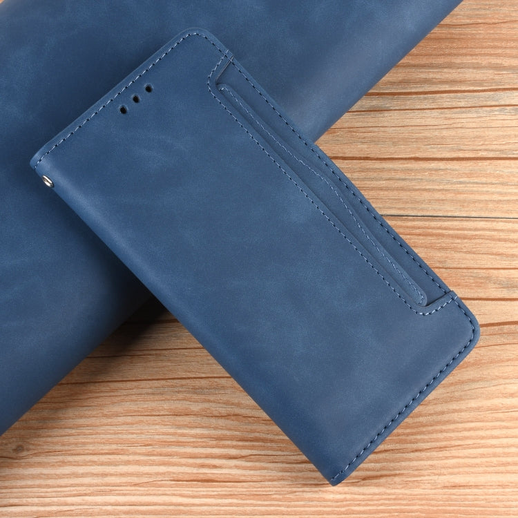 Für Google Pixel 6a Haut Gefühl Kalbsmuster Leder Handyhülle (Blau)