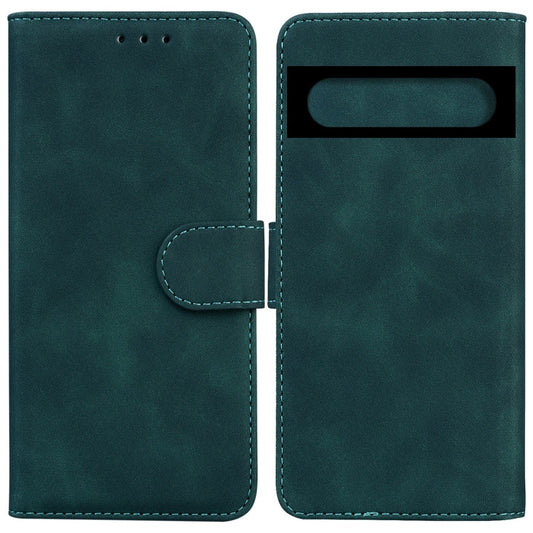 Für Google Pixel 7 Pro 5G Skin Feel Pure Color Flip Leder Handyhülle (Grün)