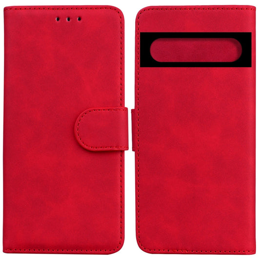 Für Google Pixel 7 Pro 5G Skin Feel Pure Color Flip Leder Handyhülle(Rot)