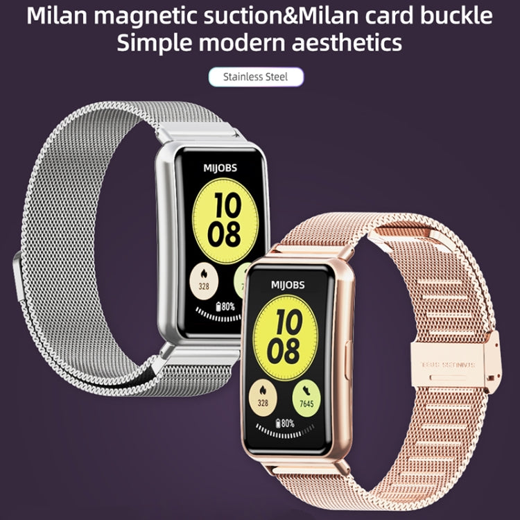 Sandsberg | Für Huawei Watch Fit Mijobs Milan Magnetische Edelstahl-Armbanduhr (Schwarz)