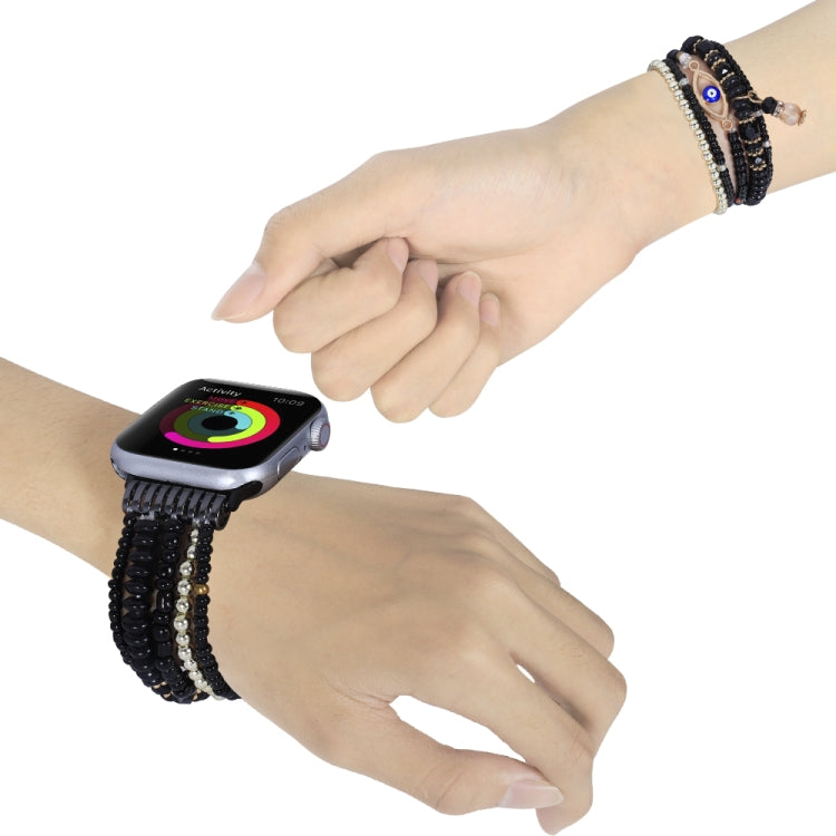 Sandsberg | Auge Perlen Kette Uhr Band Für Apple Watch Ultra 49mm&Watch Ultra 2 49mm / Series 9&8&7 45mm / SE 3&SE 2&6&SE&5&4 44mm / 3&2&1 42mm (Schwarz)