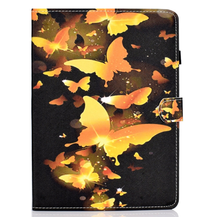 Sandsberg | Voor iPad Pro 11 2020 Naaigaren TPU Links en Rechts Plat Leren Tablet Case met Slaapfunctie & Kaartsleuf & Buckle Antislipstrip en Pennenhoes (Gouden Vlinder)