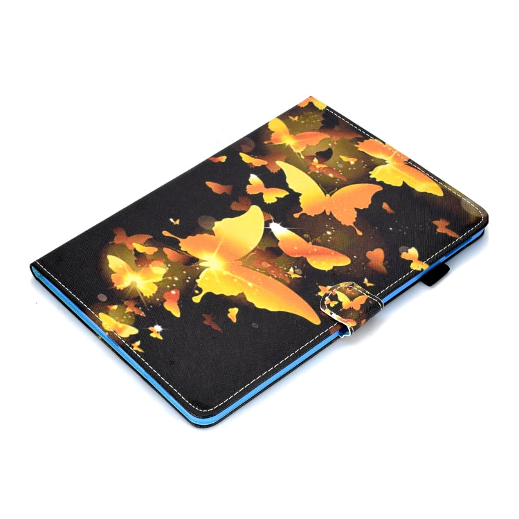 Sandsberg | Voor iPad Pro 11 2020 Naaigaren TPU Links en Rechts Plat Leren Tablet Case met Slaapfunctie & Kaartsleuf & Buckle Antislipstrip en Pennenhoes (Gouden Vlinder)