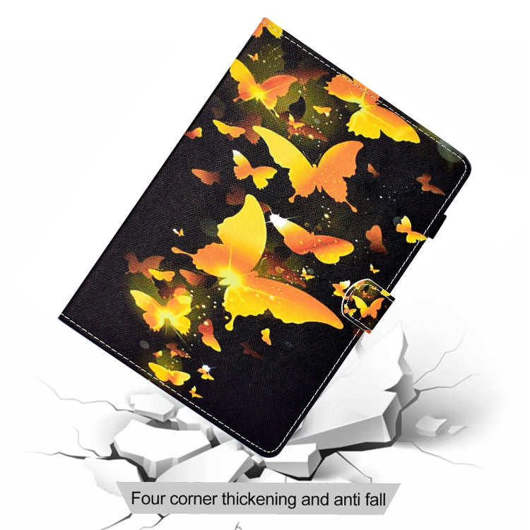 Sandsberg | Voor iPad Pro 11 2020 Naaigaren TPU Links en Rechts Plat Leren Tablet Case met Slaapfunctie & Kaartsleuf & Buckle Antislipstrip en Pennenhoes (Gouden Vlinder)