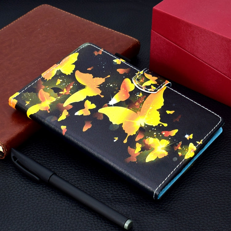 Sandsberg | Voor iPad Pro 11 2020 Naaigaren TPU Links en Rechts Plat Leren Tablet Case met Slaapfunctie & Kaartsleuf & Buckle Antislipstrip en Pennenhoes (Gouden Vlinder)