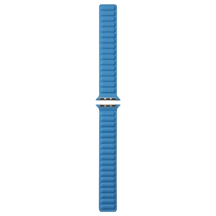 Sandsberg | Magnetisches Zwei-Farben Loop Slim Leder Uhr Band Für Apple Watch Ultra 49mm&Watch Ultra 2 49mm / Series 9&8&7 45mm / SE 3&SE 2&6&SE&5&4 44mm / 3&2&1 42mm(Chrysanthemen Blau)