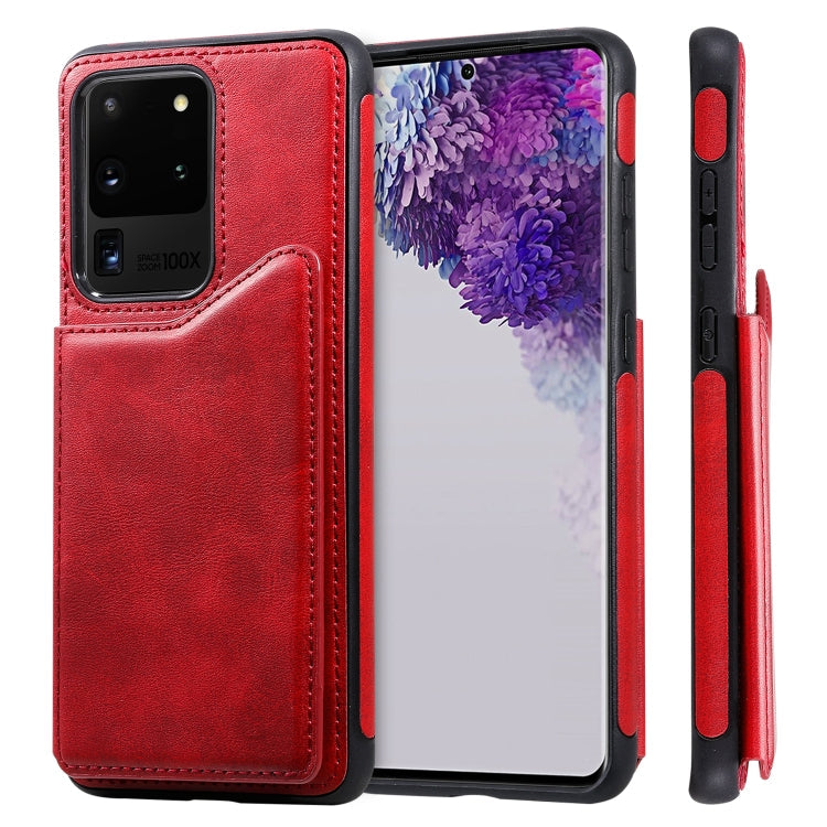 Sandsberg | Für Galaxy S20 Ultra Kalbsleder Textur Horizontale Flip Ledertasche mit Halter & Kartenfächern & Rahmen (Rot)