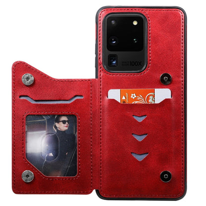 Sandsberg | Für Galaxy S20 Ultra Kalbsleder Textur Horizontale Flip Ledertasche mit Halter & Kartenfächern & Rahmen (Rot)