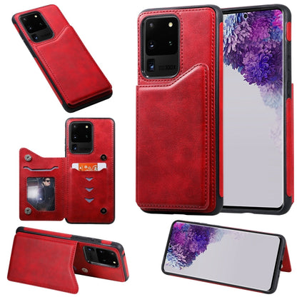Sandsberg | Für Galaxy S20 Ultra Kalbsleder Textur Horizontale Flip Ledertasche mit Halter & Kartenfächern & Rahmen (Rot)