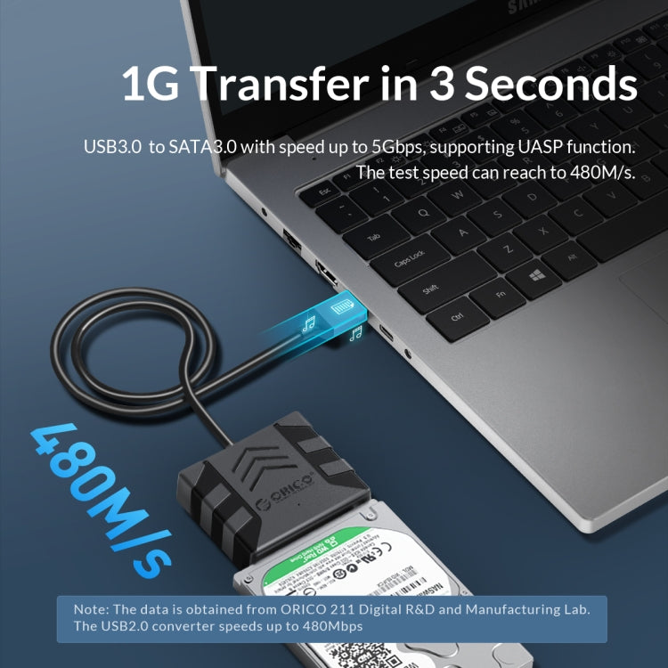Sandsberg | ORICO UTS1 USB 3.0 2,5-Zoll SATA HDD-Adapter mit Silikonhülle, Kabellänge: 1 m