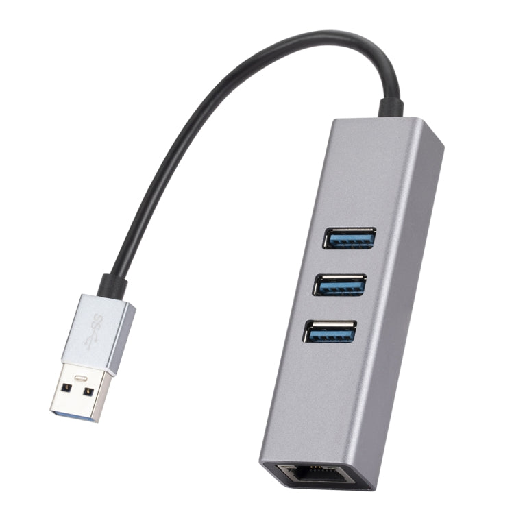 Sandsberg | SL-030 USB zu Gigabit Ethernet RJ45 & 3 x USB 3.0 Adapter Konverter HUB(Grau)