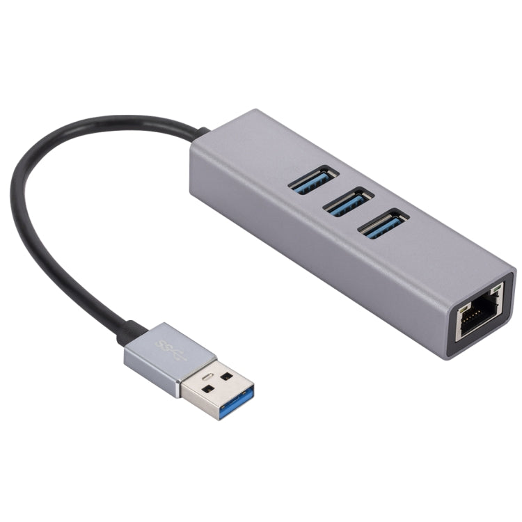 Sandsberg | SL-030 USB zu Gigabit Ethernet RJ45 & 3 x USB 3.0 Adapter Konverter HUB(Grau)