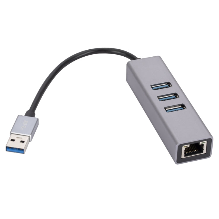 Sandsberg | SL-030 USB zu Gigabit Ethernet RJ45 & 3 x USB 3.0 Adapter Konverter HUB(Grau)
