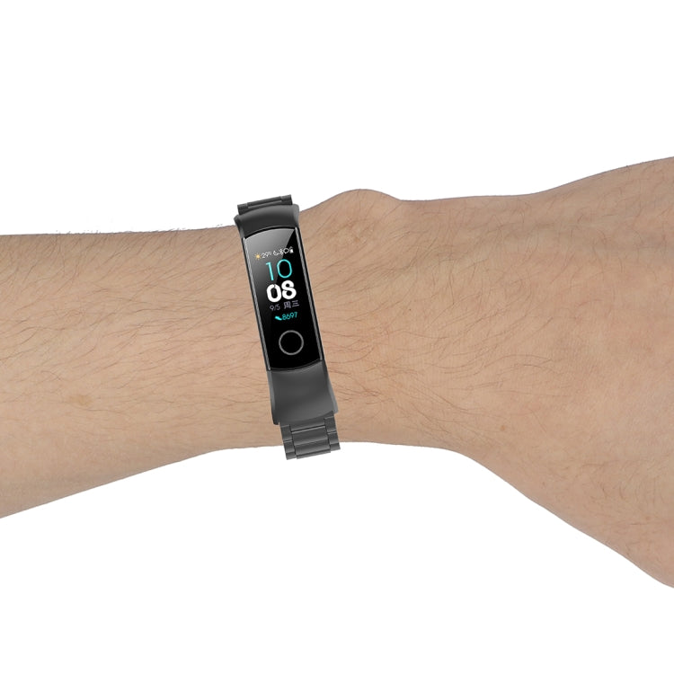 Sandsberg | Für Huawei Honor Band 4 (CRS-B19) / Honor Band 5 (CRS-B19S) Drei Perlen Stahl Handgelenkband Uhrband (Rosa Pink)