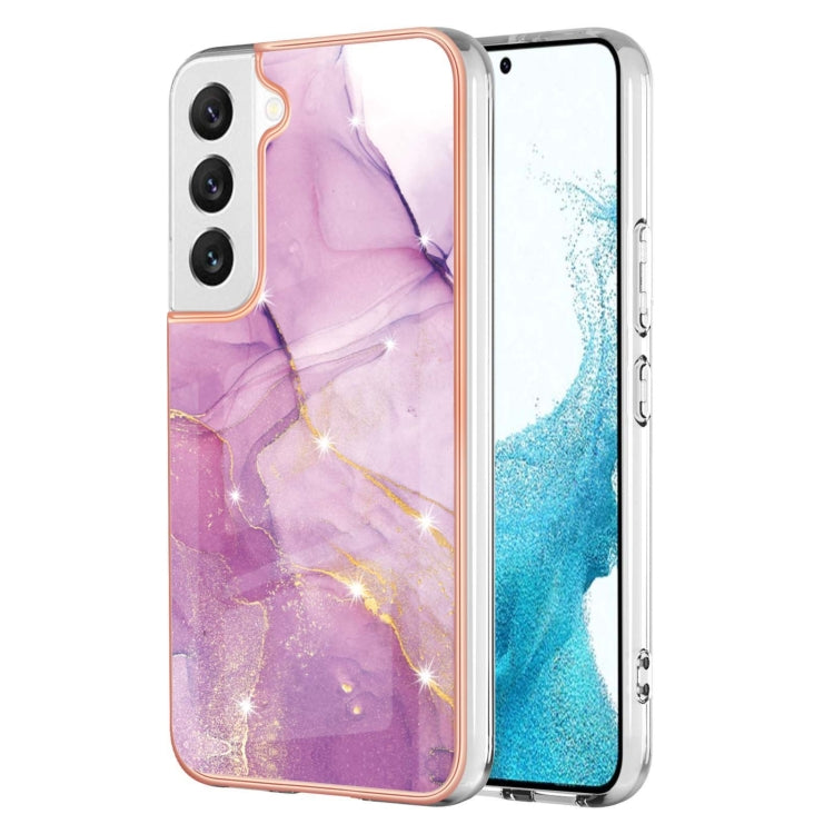 Sandsberg | Für Samsung Galaxy S23 5G Elektronik-Marmor-Doppelseitige IMD TPU Handyhülle (Lila 001)