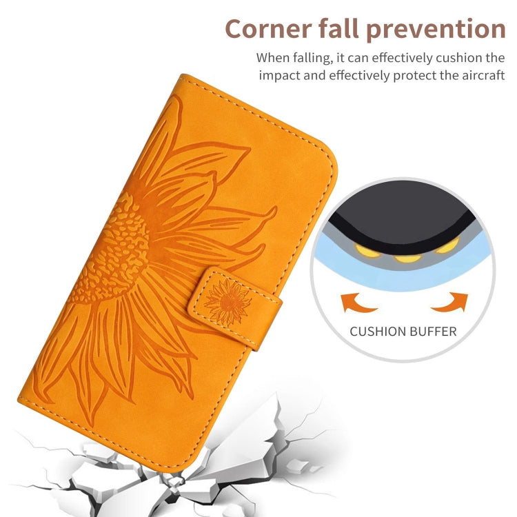 Sandsberg | Für Nokia X30 HT04 Haut Gefühl Sonnenblume Prägung Flip Leder Handyhülle mit Halsband (Gelb)