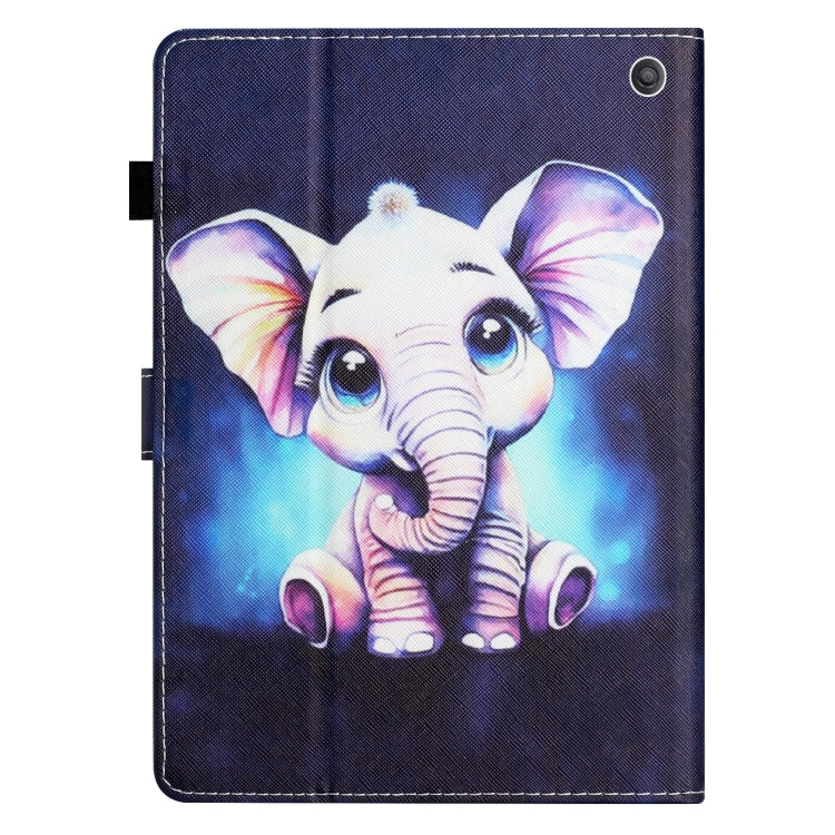 Sandsberg | Für Amazon Fire HD 10 2021 Farbige Zeichnung Stickerei Smart Leder Tablet Hülle (Elefant)