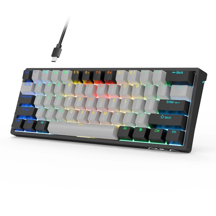 Sandsberg | AULA F3261 Type-C Verdrahtete Hot Swappable 61 Tasten RGB Mechanische Tastatur (Schwarz Grau Tee Schaft)