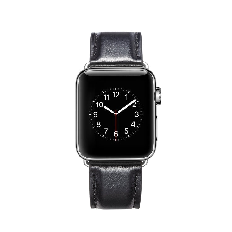 Sandsberg | Für Apple Watch Series 7 45mm / 6 & SE & 5 & 4 44mm / 3 & 2 & 1 42mm Crazy Horse Textur Top-Grain Leder Uhrband (Schwarz)