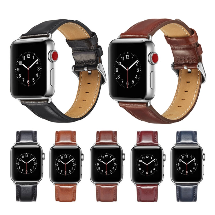 Sandsberg | Für Apple Watch Series 7 45mm / 6 & SE & 5 & 4 44mm / 3 & 2 & 1 42mm Crazy Horse Textur Top-Grain Leder Uhrband (Schwarz)