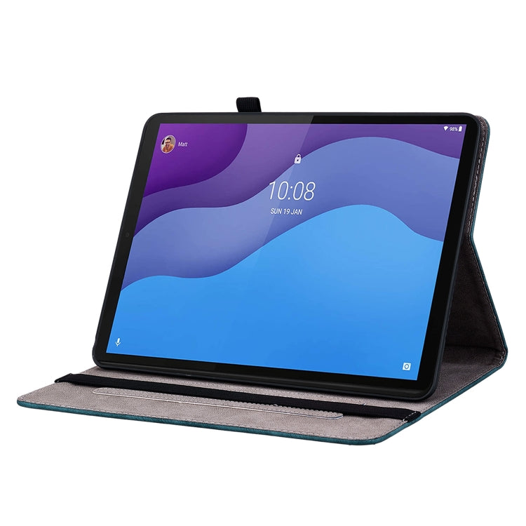 Sandsberg | Für Lenovo Tab M10 HD 2. Generation TB-X306X Schmetterling Rose Prägung Leder Tablet-Hülle (Dunkelblau)