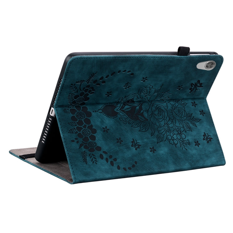 Sandsberg | Für Lenovo Tab M10 HD 2. Generation TB-X306X Schmetterling Rose Prägung Leder Tablet-Hülle (Dunkelblau)
