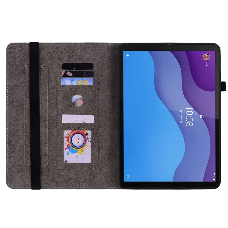 Sandsberg | Für Lenovo Tab M10 HD 2. Generation TB-X306X Schmetterling Rose Prägung Leder Tablet-Hülle (Dunkelblau)