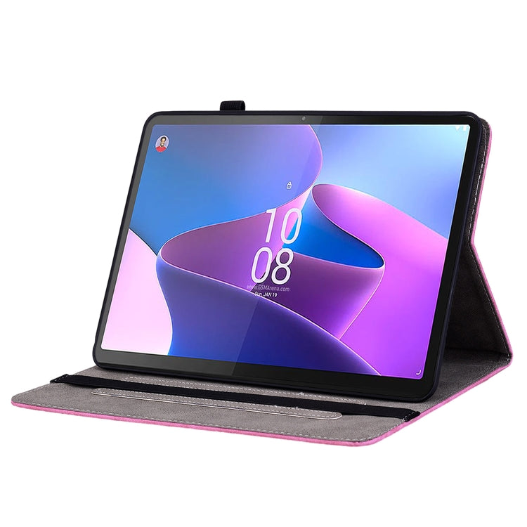 Sandsberg | Für Lenovo Tab P11 Pro Gen 2 11,2 Schmetterlingsrose Prägung Leder Tablet-Hülle (Rosa Rot)