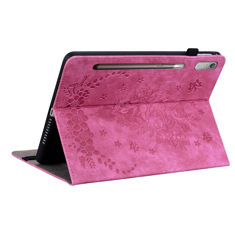 Sandsberg | Für Lenovo Tab P11 Pro Gen 2 11,2 Schmetterlingsrose Prägung Leder Tablet-Hülle (Rosa Rot)