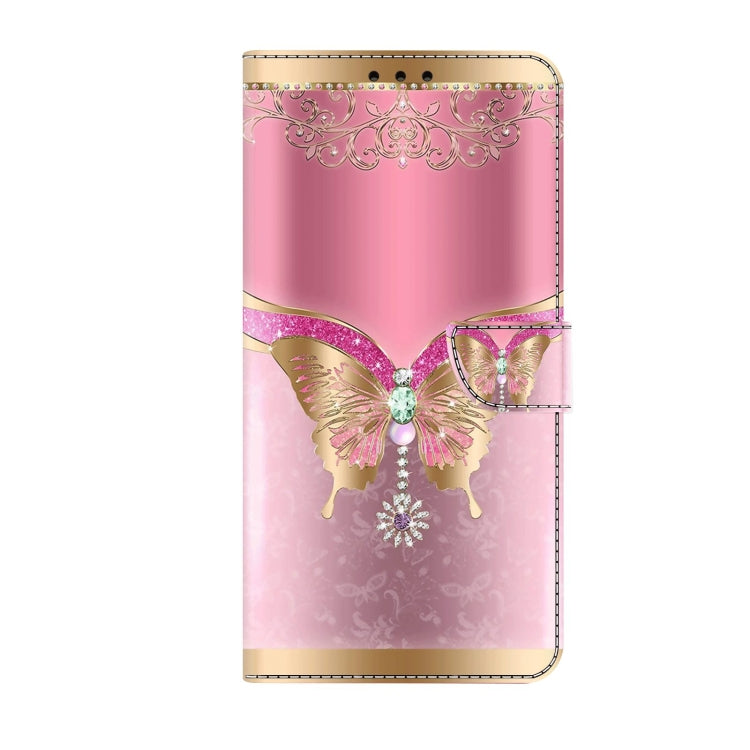 Sandsberg | Für Samsung Galaxy S23 Crystal 3D Stoßfeste Schutzleder Handyhülle (Rosa Boden Schmetterling)