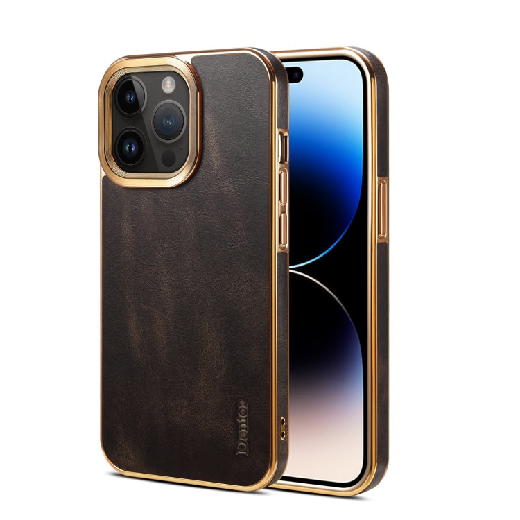 Sandsberg | Für iPhone 15 Pro Max Denior Oil Wax Rindsleder Plattierungs-Handyhülle (Schwarz)