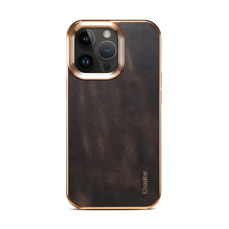 Sandsberg | Für iPhone 15 Pro Max Denior Oil Wax Rindsleder Plattierungs-Handyhülle (Schwarz)