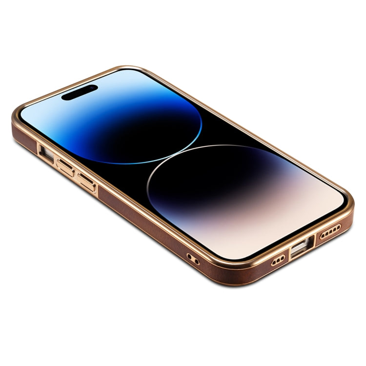 Sandsberg | Für iPhone 15 Pro Max Denior Oil Wax Rindsleder Plattierungs-Handyhülle (Schwarz)