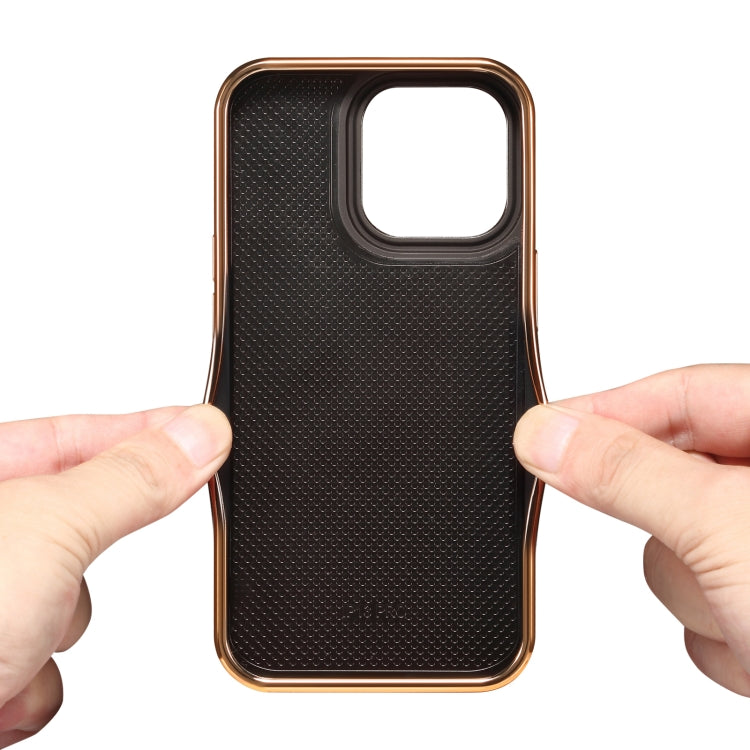 Sandsberg | Für iPhone 15 Pro Max Denior Oil Wax Rindsleder Plattierungs-Handyhülle (Schwarz)