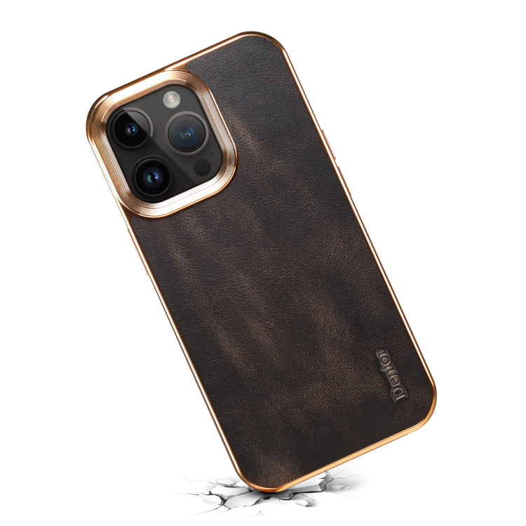 Sandsberg | Für iPhone 15 Pro Max Denior Oil Wax Rindsleder Plattierungs-Handyhülle (Schwarz)