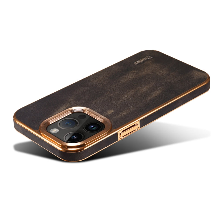 Sandsberg | Für iPhone 15 Pro Max Denior Oil Wax Rindsleder Plattierungs-Handyhülle (Schwarz)