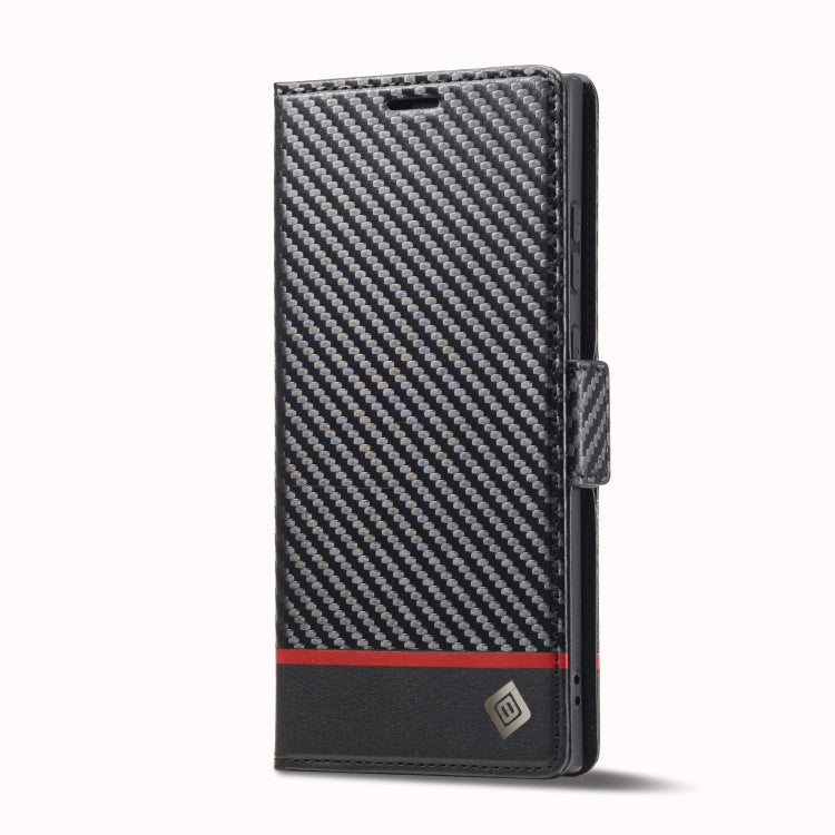 Für Samsung Galaxy S24 Ultra 5G LC.IMEEKE Carbon Fiber Leather Phone Case (Horizontal Schwarz)