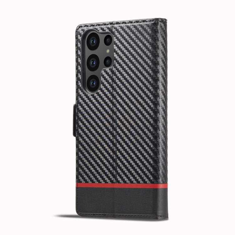 Für Samsung Galaxy S24 Ultra 5G LC.IMEEKE Carbon Fiber Leather Phone Case (Horizontal Schwarz)