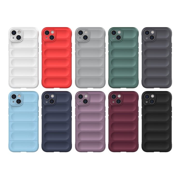 Für iPhone 15 Plus Magic Shield TPU + Flanell-Handyhülle (Dunkelgrün)