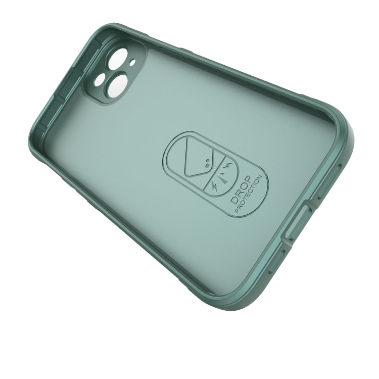 Für iPhone 15 Plus Magic Shield TPU + Flanell-Handyhülle (Dunkelgrün)