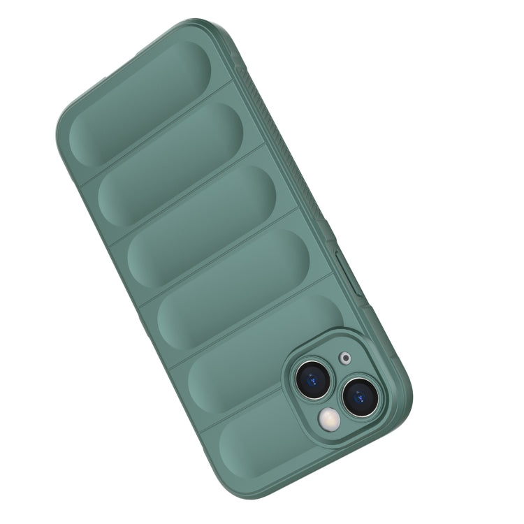 Für iPhone 15 Plus Magic Shield TPU + Flanell-Handyhülle (Dunkelgrün)