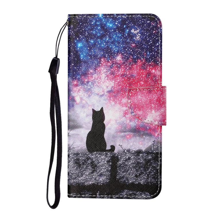 Für iPhone 15 Plus 3D farbige Zeichnung Flip Leder Handyhülle (Stern Katze)