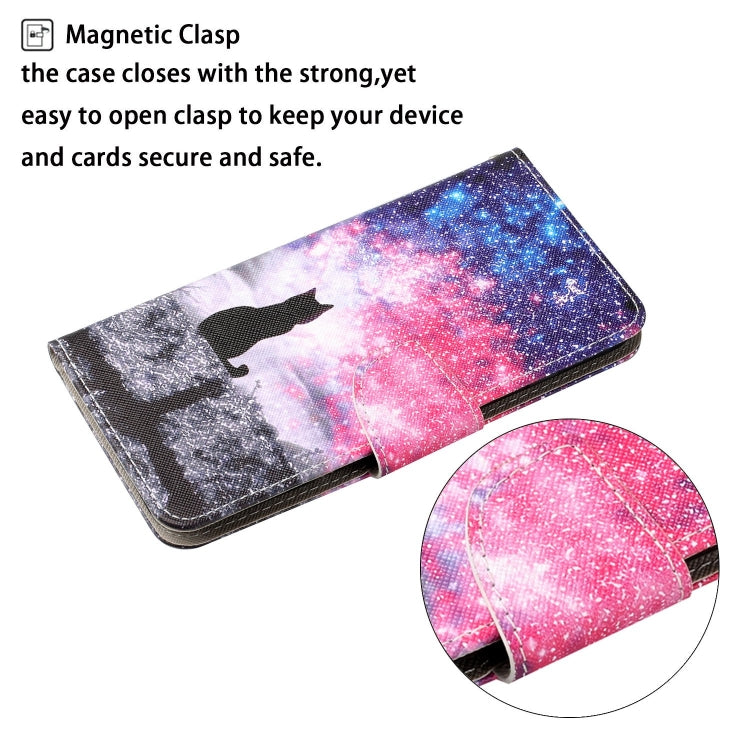 Für iPhone 15 Plus 3D farbige Zeichnung Flip Leder Handyhülle (Stern Katze)