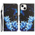 Für iPhone 15 Plus Farbige Zeichnung Leder Handyhülle (Blaue Schmetterling)