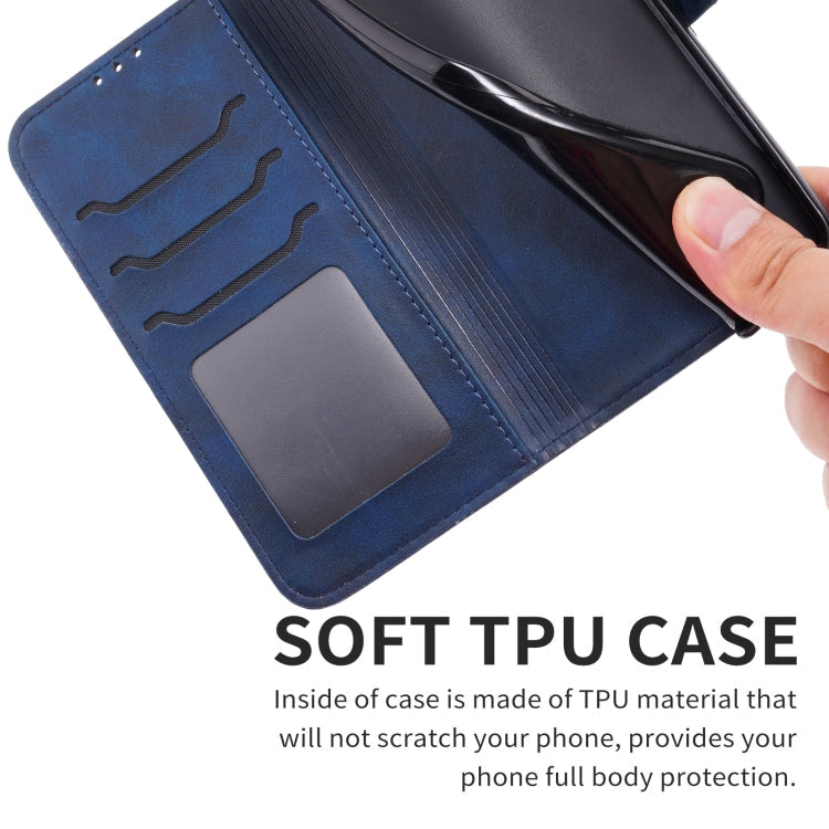 Sandsberg | Für iPhone 15 Pro Max Prägung Happy Cat Muster Flip Leder Handyhülle (Blau)