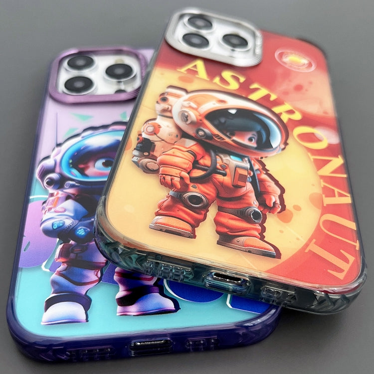 Für iPhone 14 Gravierte Bunte Astronaut Handyhülle (Dreieckiger Boden)